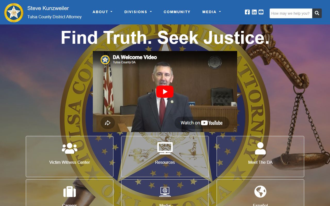 Tulsa County District Attorney homepage for criminal court records and charges