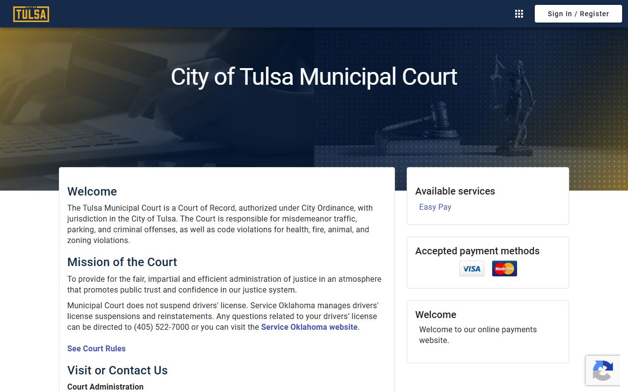 Tulsa County court records payments on the Tulsa Municipal Court online portal